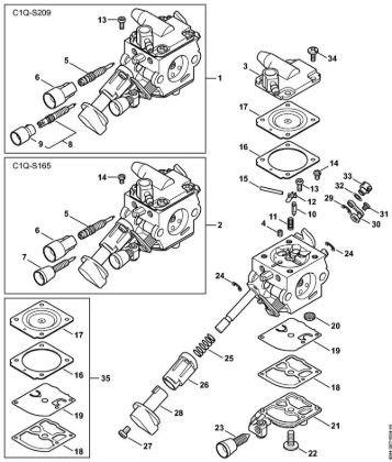 Sopradores (BG, BR) BR 430 Carburador C1Q-S209, C1Q-S165 da marca Stihl