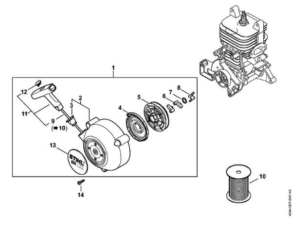 Sopradores (BG, BR) BR 430 Dispositivo de arranque da marca Stihl