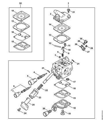 Sopradores (BG, BR) BR 450 Carburador C1Q-S209 da marca Stihl