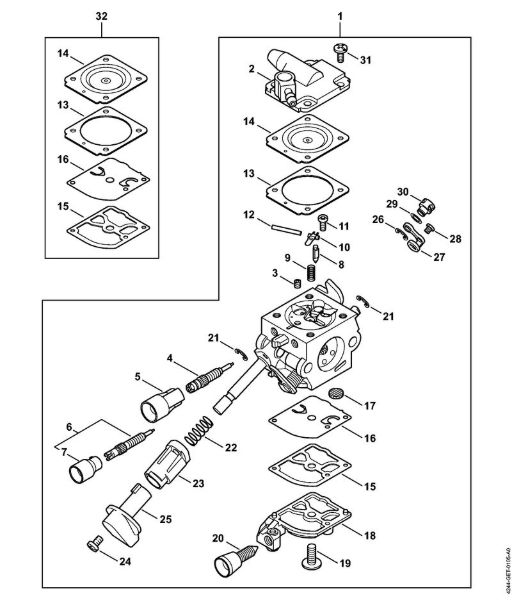 Sopradores (BG, BR) BR 450 Carburador C1Q-S209 da marca Stihl