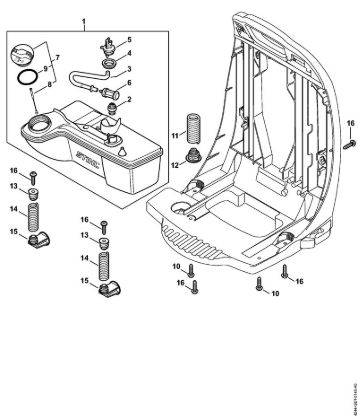 Sopradores (BG, BR) BR 450 Tanque de combustível, Sistema anti-vibratório da marca Stihl