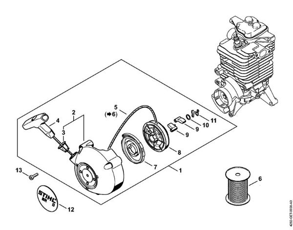 Sopradores (BG, BR) BR 600 Dispositivo de arranque da marca Stihl