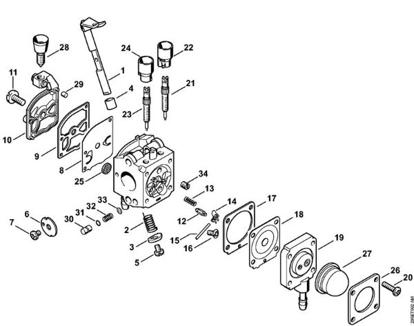 Trituradoras de aspiração (SH) SH 55 C Z KAT Carburador C1Q-S68 da marca Stihl