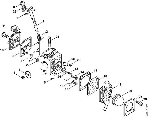 Trituradoras de aspiração (SH) SH 85-DZ Carburador C1Q-S55 (04.2001) da marca Stihl