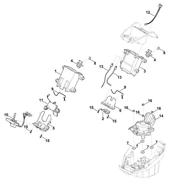 Imagem de C - Suporte da bateria, sistema eletrónico, motor elétrico MVP 850.1 S