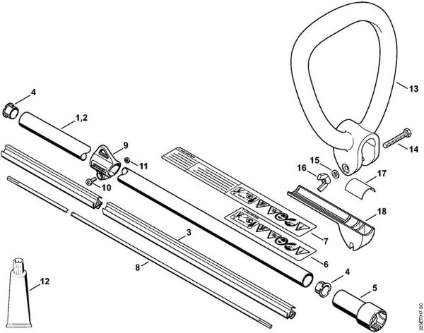 Máquina com rolo para varrer (KW) KW 85 Haste, Cabo circular da marca Stihl