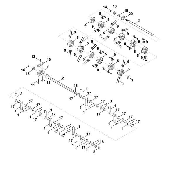 Imagem de E - Unidade verticutadora, cilindro arejador LE 240.0