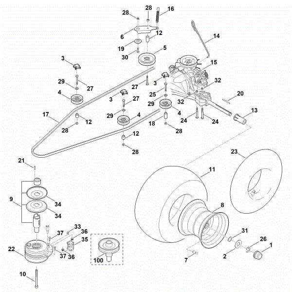 Imagem de H - Transmissão, roda traseira, acoplamento da lamina MT 4097.0 SX
