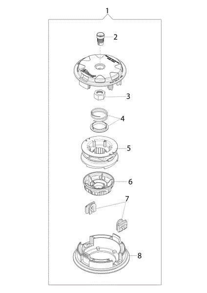 Illustrated parts list (Head "Load and Go" Ø130) SPARTA 380 S (Euro2) Brushcutter