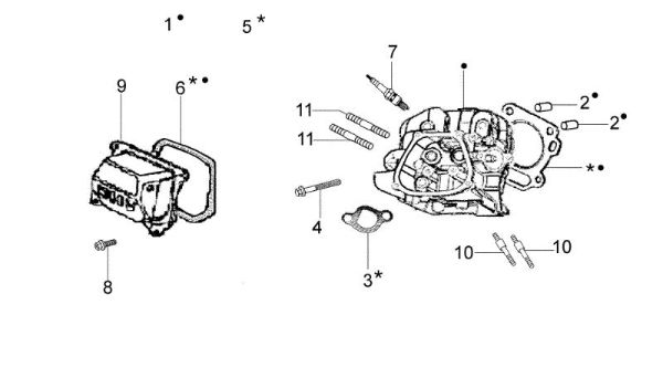 Cylinder head MH 197 RK (K800 HC) Rotary tiller