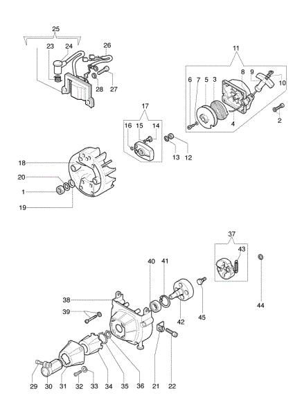 Starter assy and clutch 733 T Brushcutter