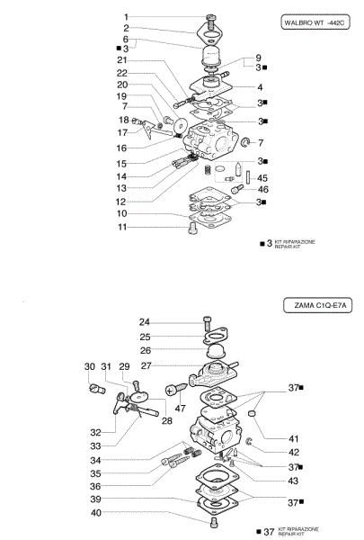 Carburetor WT-442E, C1Q-E7 735 T Brushcutter