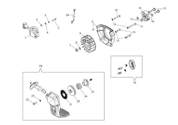 Starter assy and clutch BCH 250 T Brushcutter