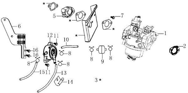 Carburetor OM 92/16KH (K1600AVD) Cat. 2020 Garden tractor