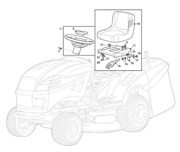 Seat and steering wheel GLX 22-102 H2 Garden tractor