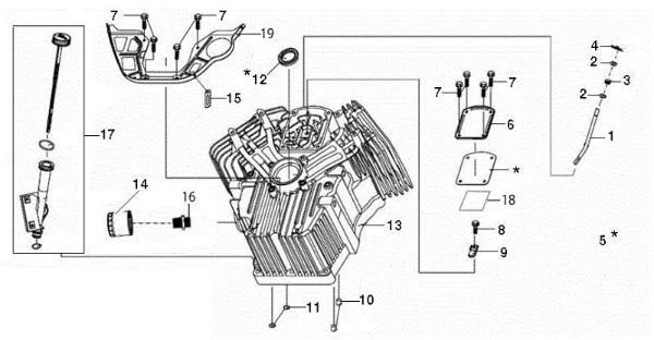 Cylinder and crankcase OM 106/24 KH (K2400AVD V-Twin - EURO5) Cat. 2023 Garden tractor