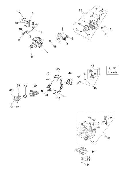 Starter assy and fuel tank 725 T Brushcutter
