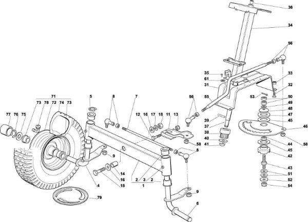 Steering arm OM 92C/13,5M Cat.2002 Garden tractor