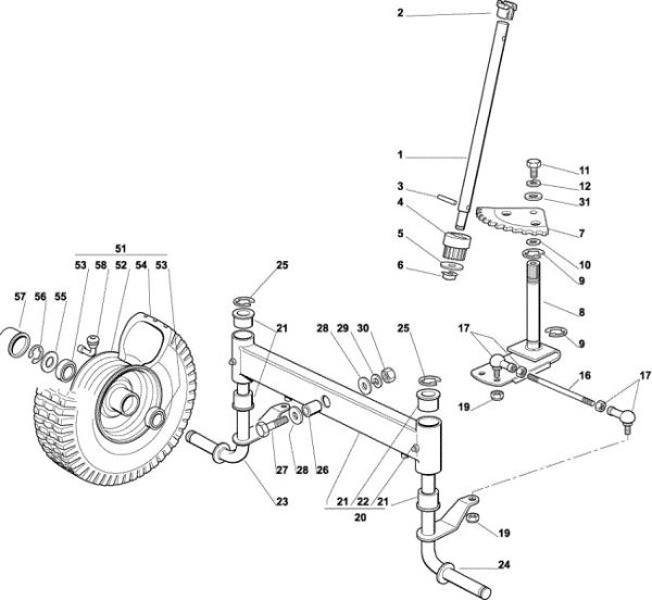 Steering arm OM 72C/12,5H Cat.2004 Garden tractor