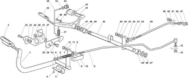 Drive and brake controls OM 102C/15,5H Cat.2006 Garden tractor