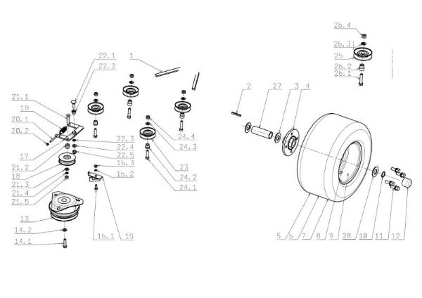 Rear axle OM 104J/20H Cat.2006-2007 Garden tractor