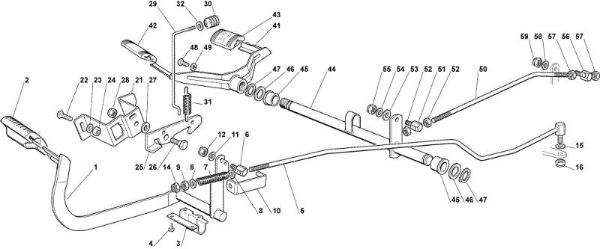 Drive and brake controls OM 102C/18,5H Cat.2009 Garden tractor