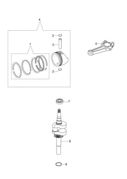 Cigüeñal y pistón MAX 44 TK (K650) Cortacesped