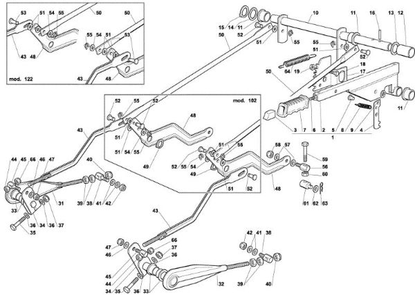 Sistema de regulación altura plato de corte OM 122C/22H Cat.2003 Tractor